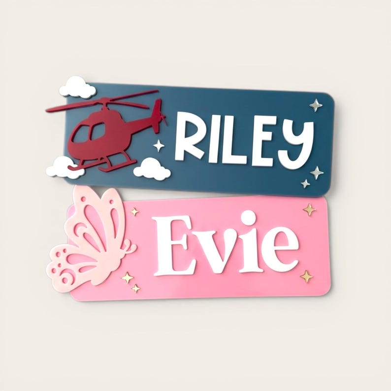Acrylic Name Sign Personalised Kids Door Sign | Wall Plaque ...