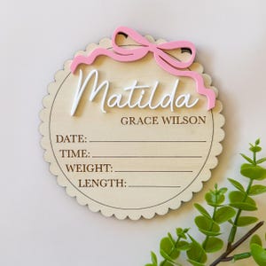 Birth Announcement Plaque | Personalised Baby Announcement Sign | Wooden Sign | New Baby