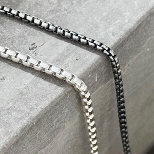 3mm Mens Necklace Box Chain Necklace Stainless Steel Chain Solid 925 Sterling Silver Box Chain Gift for Boyfriend Husband Anniversary Gift