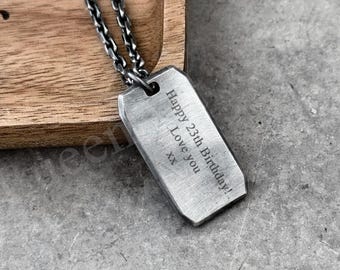 Collana con targhetta identificativa in argento sterling personalizzata, regalo di anniversario