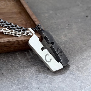Custom Cross Pendant Necklace Chain Matching Cross Necklace for Couples Personalized Name Pendant Silver for Him and Her