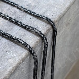 3mm Sterling Silver Foxtail Chain Necklace Thick Silver Mens Chain Oxidized Silver Necklace Wheat Chain for Him