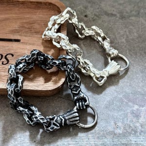 Silver Bracelet Solid Mens Bracelet Chunky Bracelet Chain Oxidized Silver Heavy Bracelet 925 Sterling Silver Fist Bracelet for Him