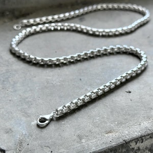 4mm Mens Necklace Box Chain Necklace Chain Solid 925 Sterling Silver Box Chain Gift for Boyfriend Husband Mens Jewelry Gift