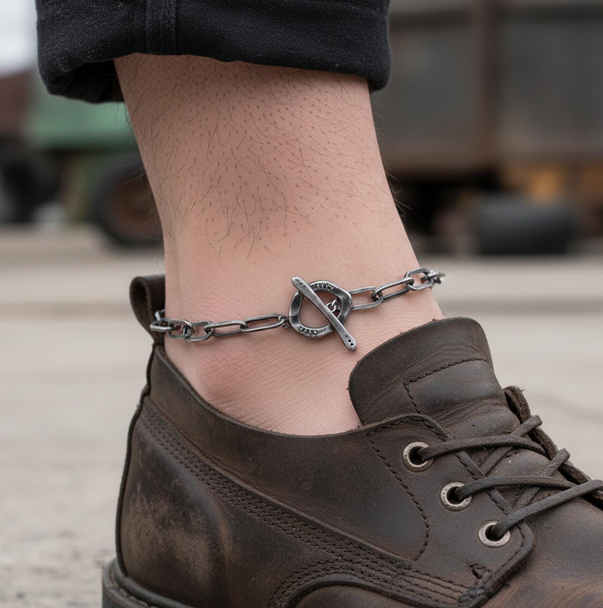 Solid 925 Sterling Silver Anklet, Men Paper Clip Link Chain, Ankle Bracelet Streetwear & Everyday wear Minimalist Jewelry Gift for Her