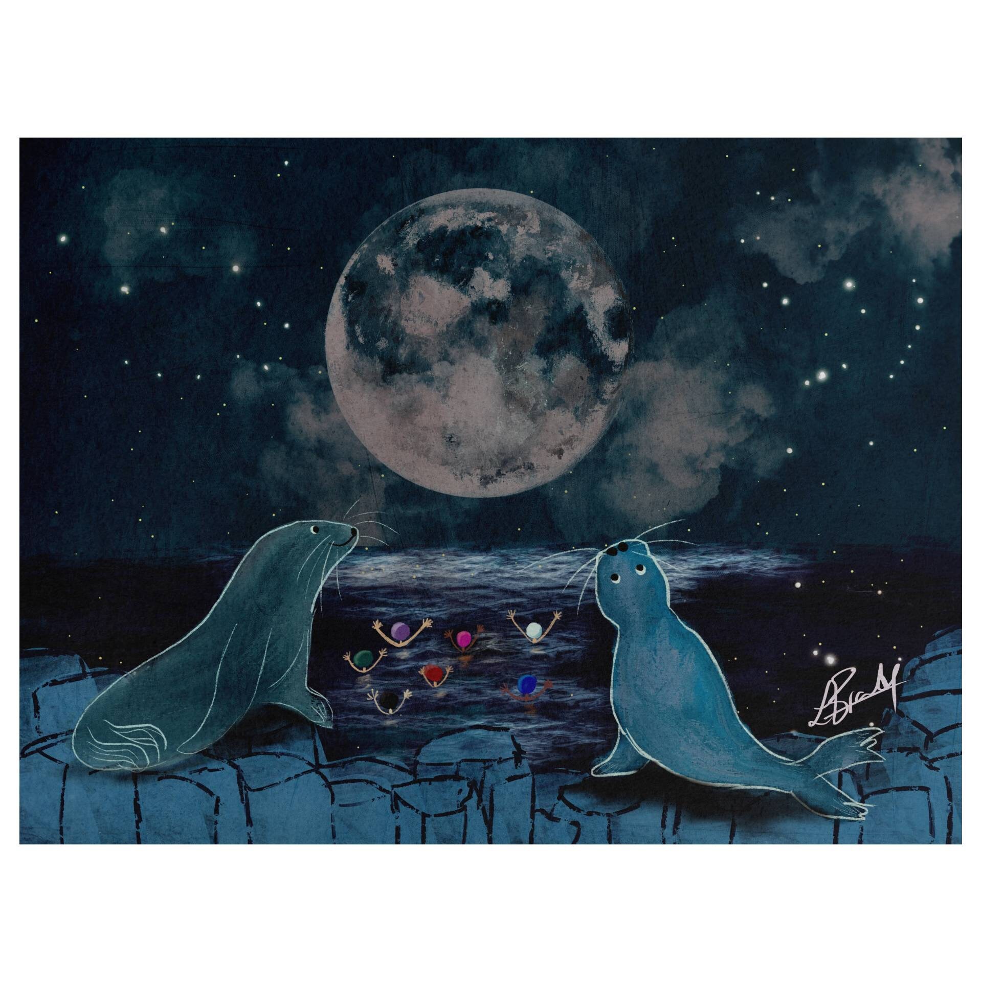 Seals moonlight pondering