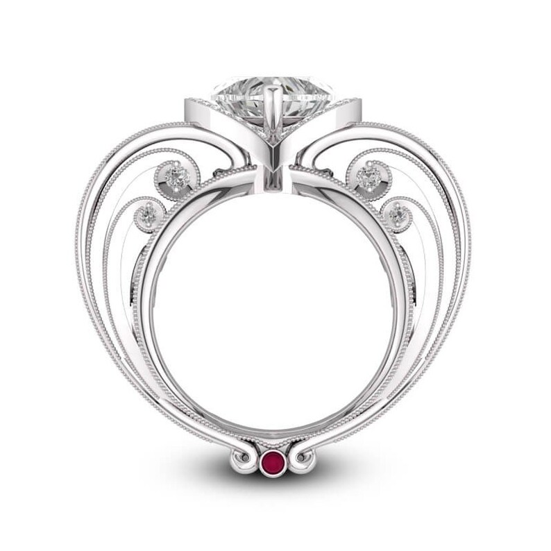 Solitaire Halo Statement Ring-Milgrain Art Work In Shank-925 Sterling Silver-High Quality Heart CZ-Engagement-Wedding-Anniversary Ring