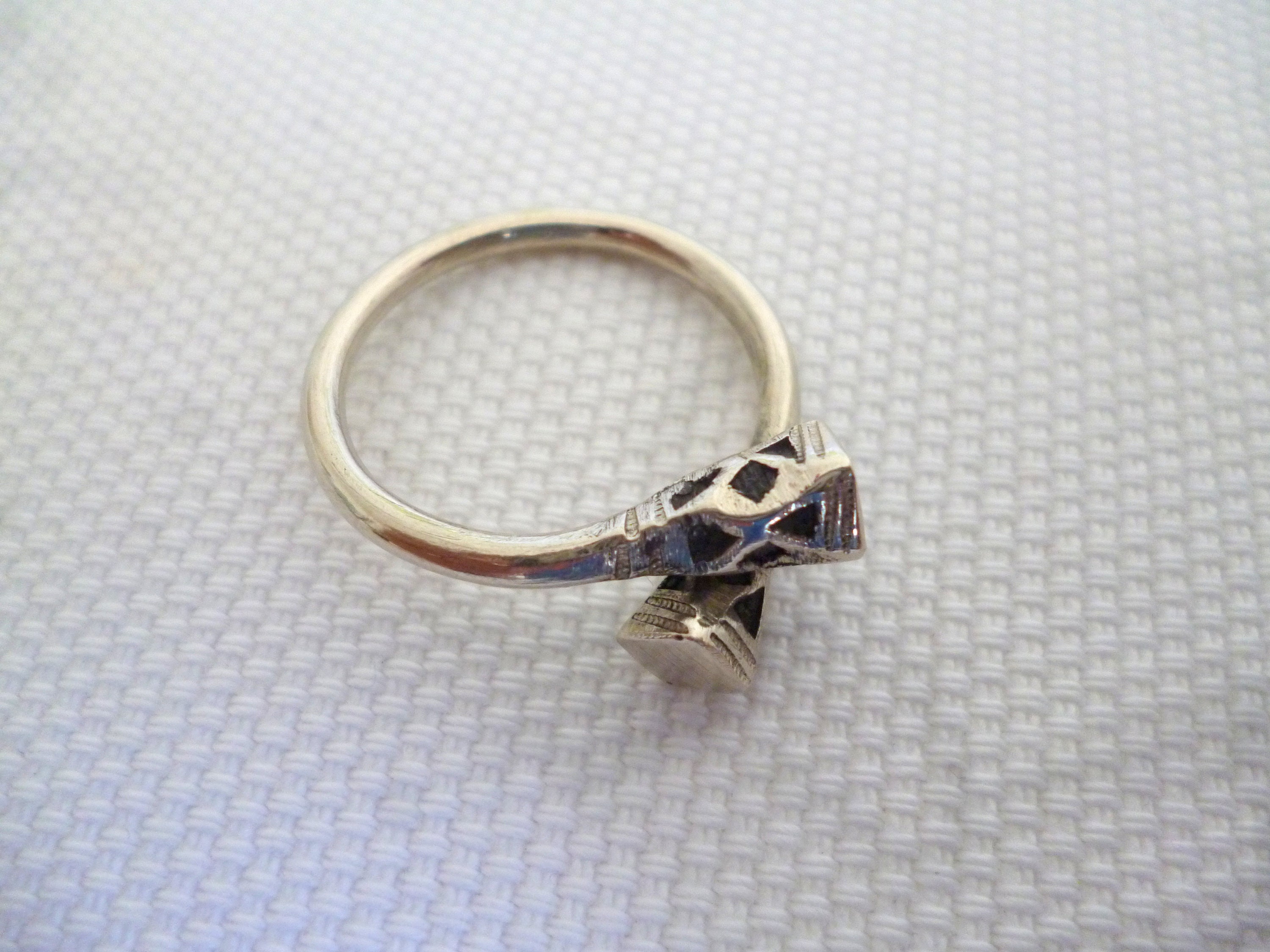 Bague Ancienne Ethnique Marquise - Argent Massif 925 - Taille 51,5 FR - Fin 19e/début 20e - Occasion