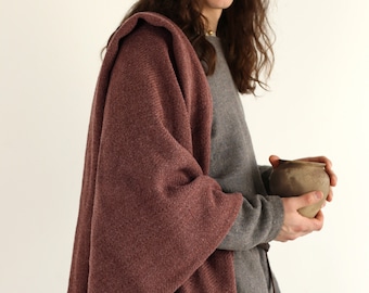 MANTO TINTE NATURAL / Manto rectangular sin flecos, manto medieval, abrigo vikingo, manto romano, traje de recreación, capa celta, chal.