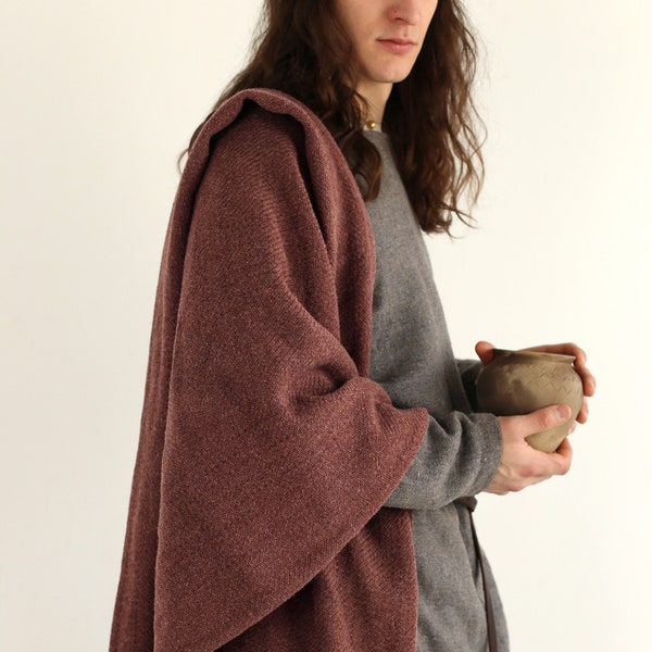 NATURAL DYED CLOAK  | Rectangular cloak without fringes, medieval cloak, Viking coat, Roman cloak, reenactment costume, Celtic Cape, shawl.