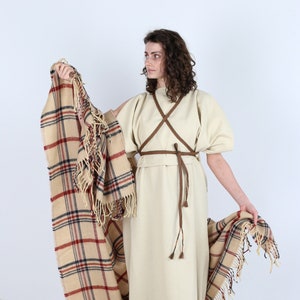 DARK AGE CLOAK | White natural colors, Viking cape, medieval cloak, living history, reenactment costume, 100% wool, historical soft blanket