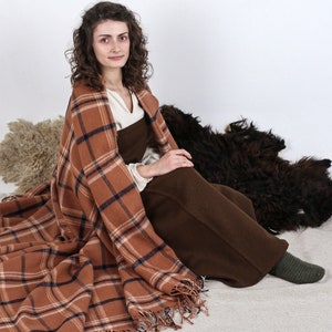 DARK AGE CLOAK | Ochre colors, Viking cape, medieval cloak, living history, reenactment costume, 100% wool, historical blanket, soft wool