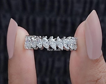 Lab Grown Diamond Marquise Eternity Band / 14k Solid Gold Eternity Ring for Women / Marquise Minimalist Eternity Stackable Ring