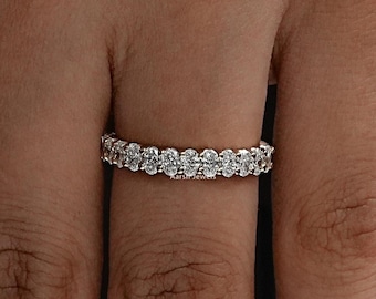 Half Eternity Oval-Cut Lab Grown Diamond Matching Ring / 14K Yellow Gold Wedding Band / Oval Stackable Band For Her / Anniversary Gifts
