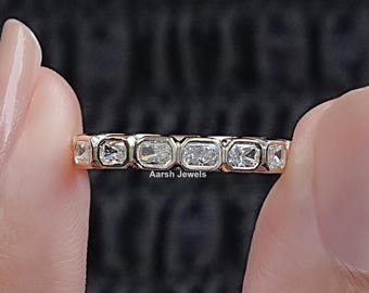Radiant Cut Lab Diamond Bridal Band / Bezel Set Hand Made Diamond Wedding Band / EF-VS Diamond Full Eternity Proposal Band / Birthday Gift