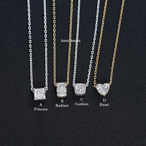 Multi Shape Lab Grown Diamond Solitaire Necklace/ 1 Carat CVD Diamond Delicate Necklace For Love/ Conflict Free Diamond Dainty Necklace