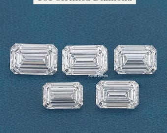 6,00 till 10,00 ct smaragdslipad labogrodd diamant / IGI-certifierad smaragdslipad CVD lös diamant för ring / lös diamant för smyckestillverkning