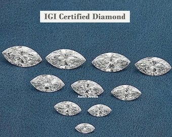 IGI Certified Marquise Cut Lab Grown Diamond / 1.00 To 3.00 CT Marquise Loose Man-Made Diamond For Customized Jewelry / Diamond For Her