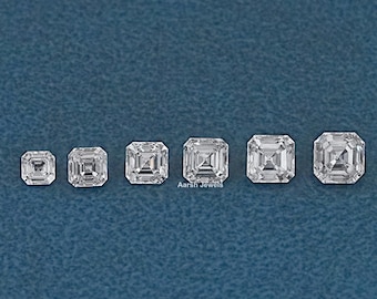 Diamante suelto cultivado en laboratorio con talla Asscher / Diamante suelto sintético para anillo de boda / Diamante suelto para la fabricación de joyas / Regalo de aniversario para ella