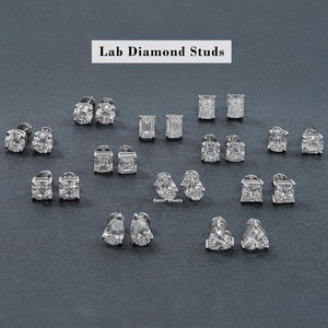 IGI Certified Diamond Stud Earrings in Various Elegant Shapes / 2.00 TCW Each Pair Lab Grown Diamond Stud Earrings / Timeless Jewelry Gift