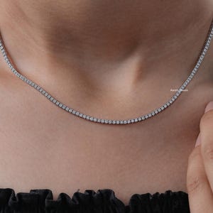 Round Cut Lab Grown Diamond Tennis Necklace / Eco Friendly Diamond Wedding Necklace / Prong Set Diamond Bridal Necklace / Engagement Gift