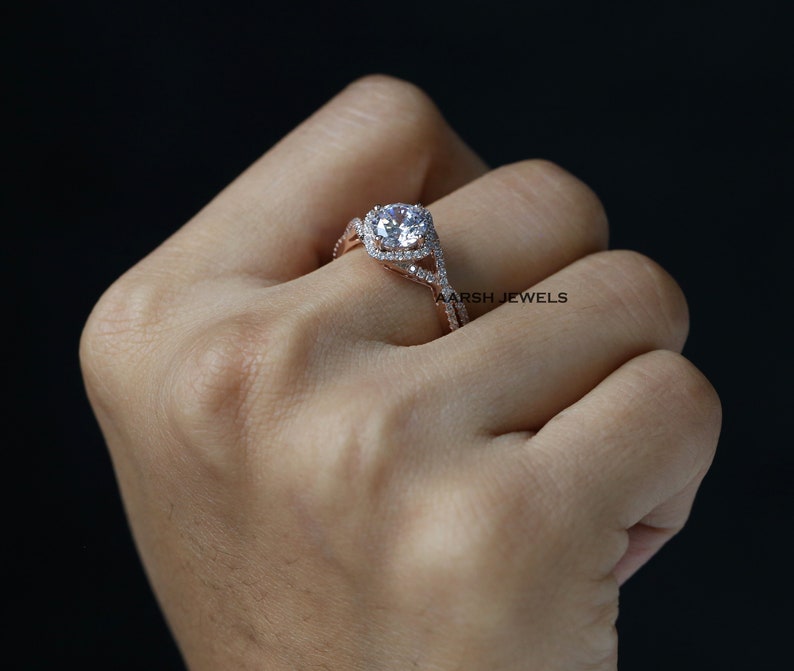Round Cut Simulated Diamond Anniversary Rose Gold Ring,Wedding Ring,Engagement Ring,Diamond Ring,Rose Gold Ring,Friendship Day Gift