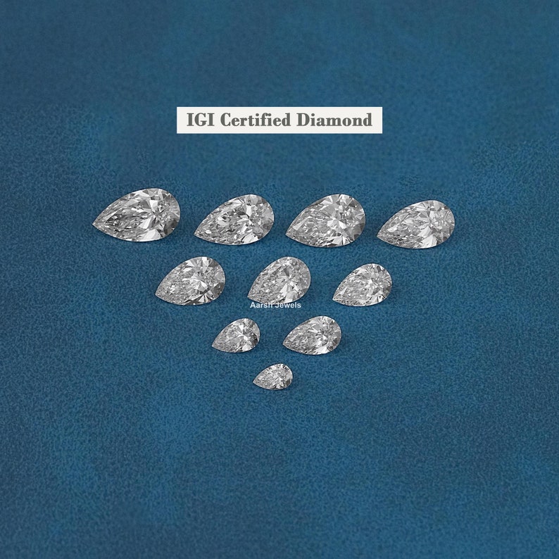 Lab Grown Pear Cut Diamond For Jewelry Making  IGI Certified 0.50 To 5.00 CT Pear Cut Diamond For Solitaire Ring  Handmade Loose Diamond