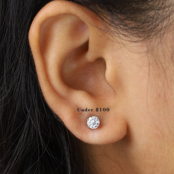 Earrings :: Stud Earrings :: Cushion Cut Simulated Diamond Stud Earrings  14K Solid Gold Post & Sterling Silver -0.60ctw-4.00ctw CZ - Custom Gemstone  Rings (Mothers Rings, Mothers Day Rings), Necklaces, Earrings, and