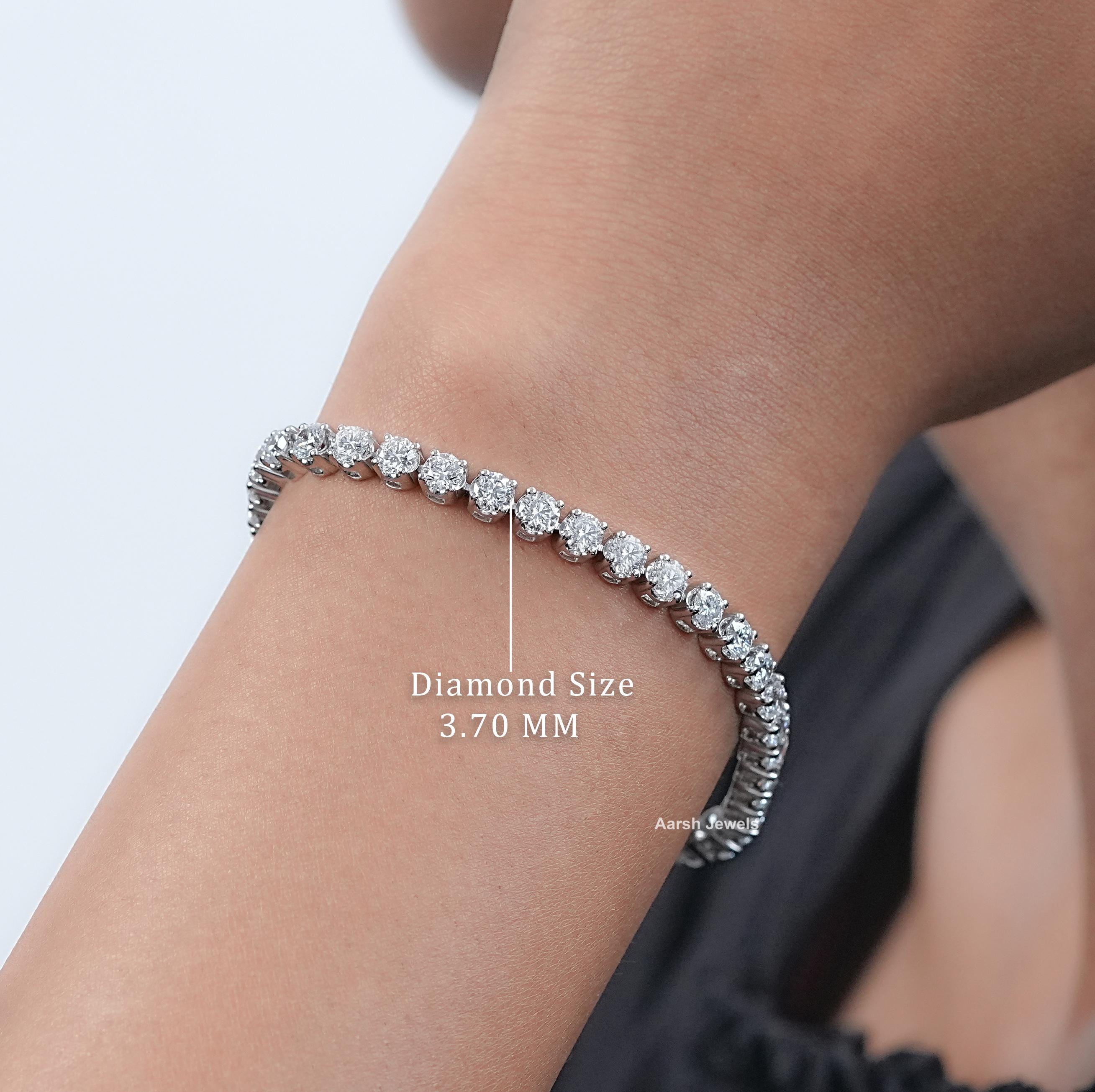 Round Cut Lab Grown Diamond Wedding Bracelet / EF-VS Diamond Bracelet For Women / 14K Solid Gold CVD Diamond Bracelet For Bridesmaid