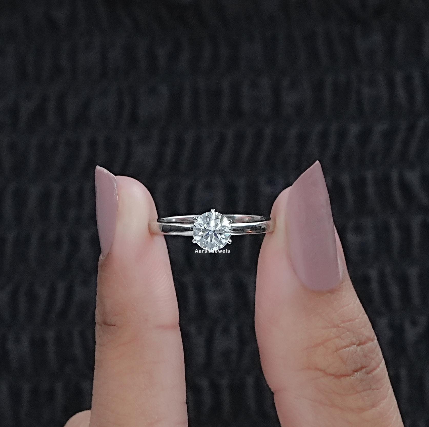 0.50 To 3.00 CT Round Cut Lab Grown Diamond Solitaire Ring / Claw Prong Set CVD Diamond Ring / Conflict Free Diamond Engagement Ring