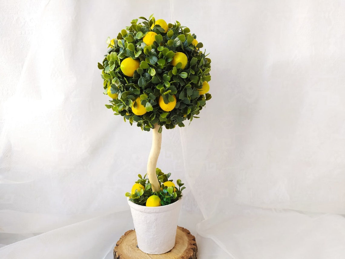 Lemon tree Artificial topiary Bonsai tree Fake plants Citrus Etsy