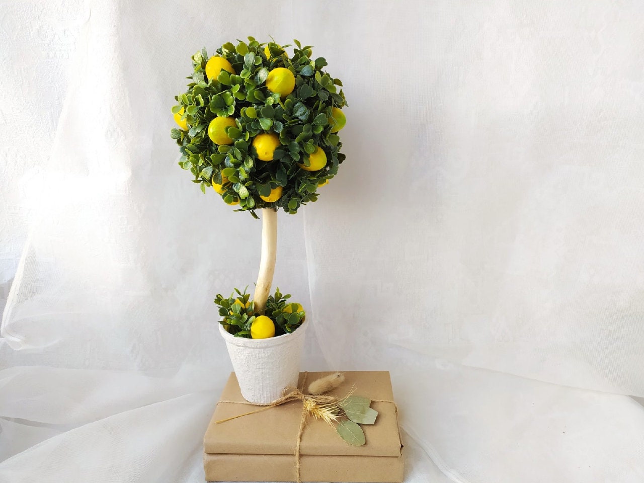 Lemon tree Artificial topiary Bonsai tree Fake plants Citrus Etsy