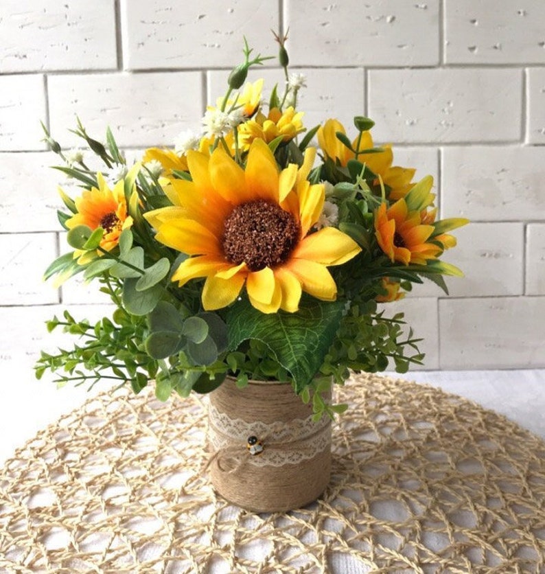 Sunflowers Arrangement Sunflower Centerpiece Wedding Rustic Etsy