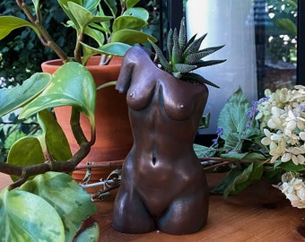 Female body statue style sculpture plant pot | Mini Succulent Plant Pot | female plant pot | human body plant pot |