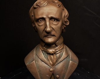Edgar Allen Poe / escultura / Edgar Allen Poe arte / Edgar Allen Poe busto / esculpido a mano / hecho a mano /