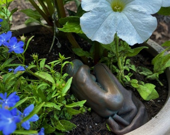 Sad girl sculpture- plant pot decor, garden decor, desk decor, garden statue,  figure, garden accessories.
