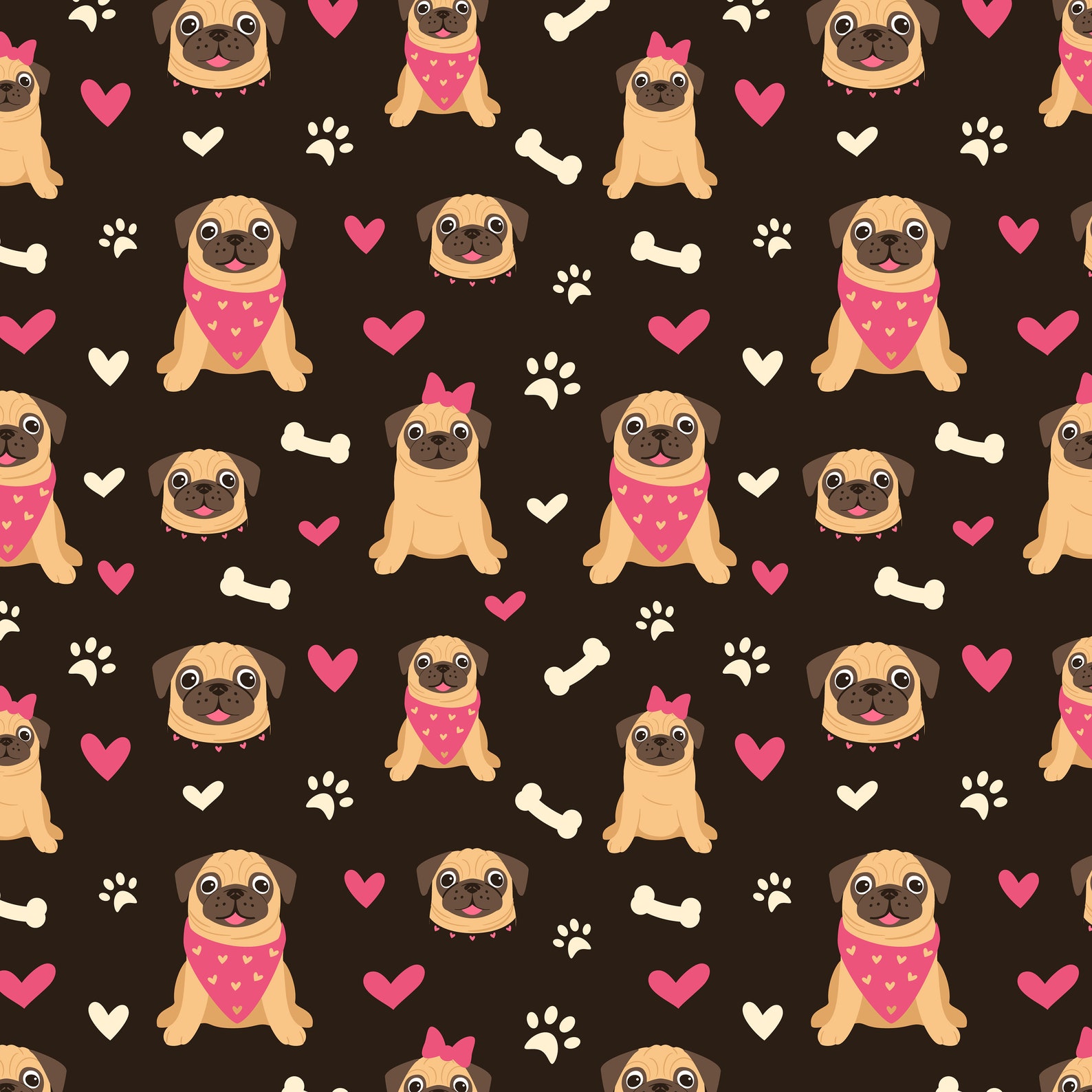 Pug digital papers JPG EPS. Pug seamless patterns. Printable | Etsy