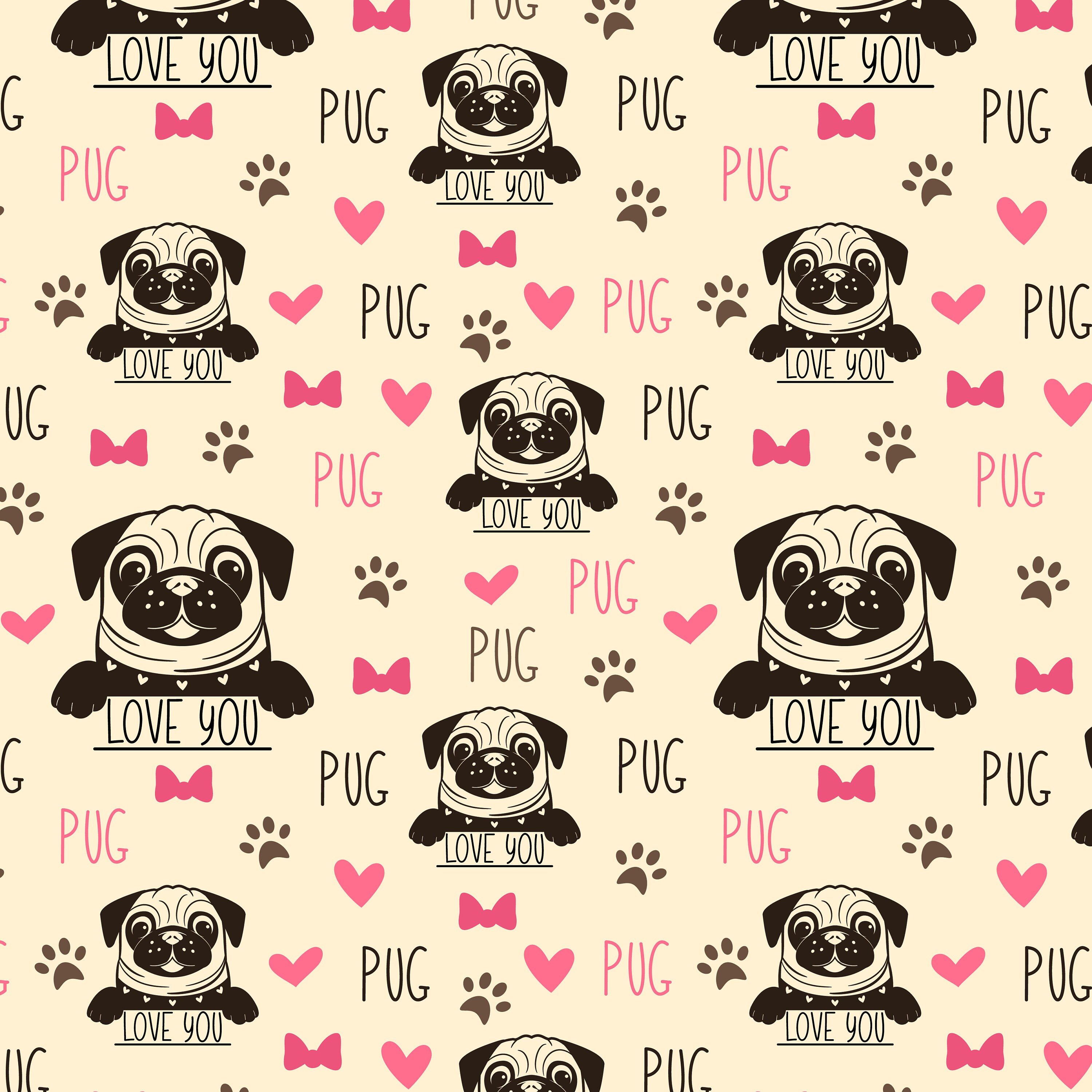 Pug digital papers JPG EPS. Pug seamless patterns. Printable | Etsy