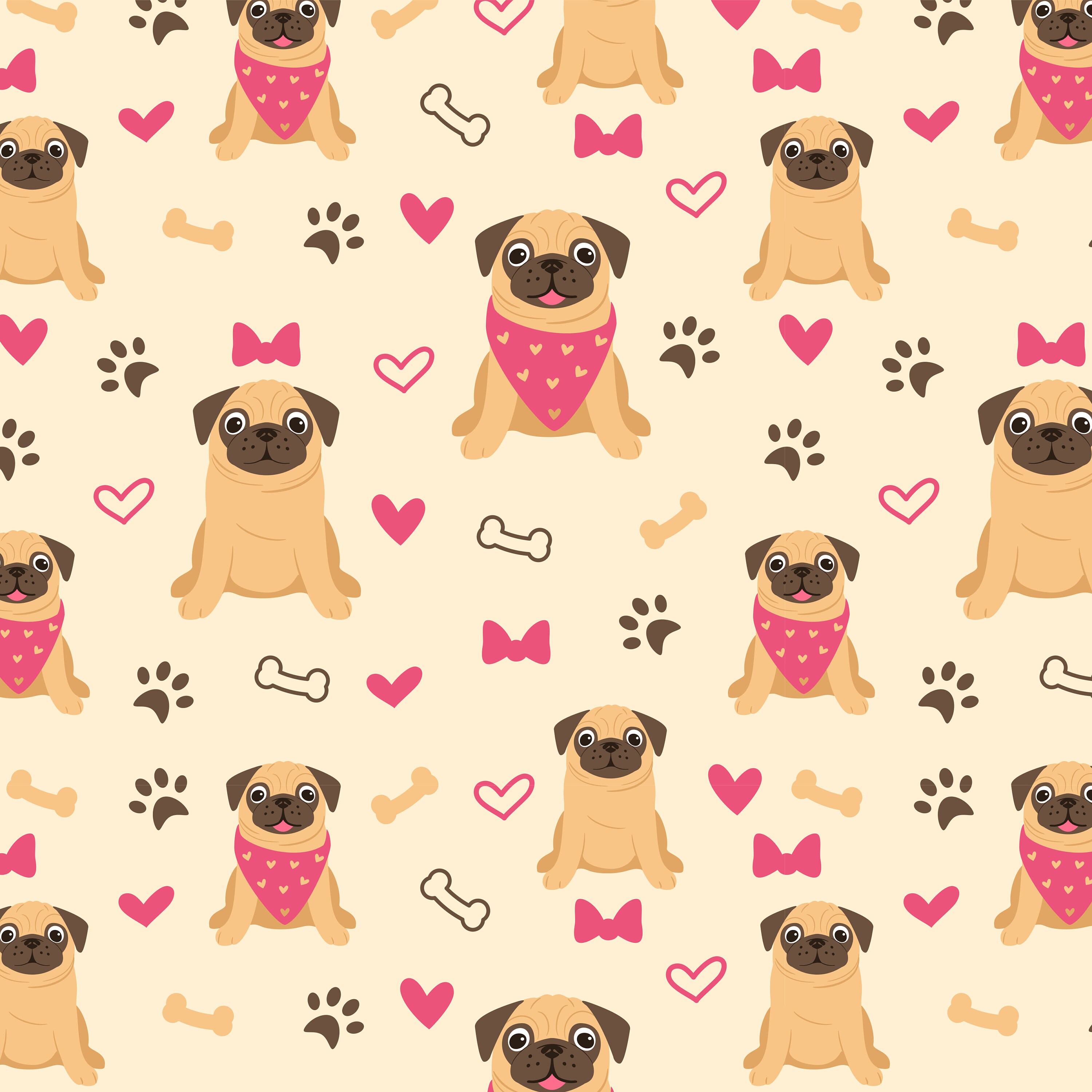 Pug digital papers JPG EPS. Pug seamless patterns. Printable | Etsy
