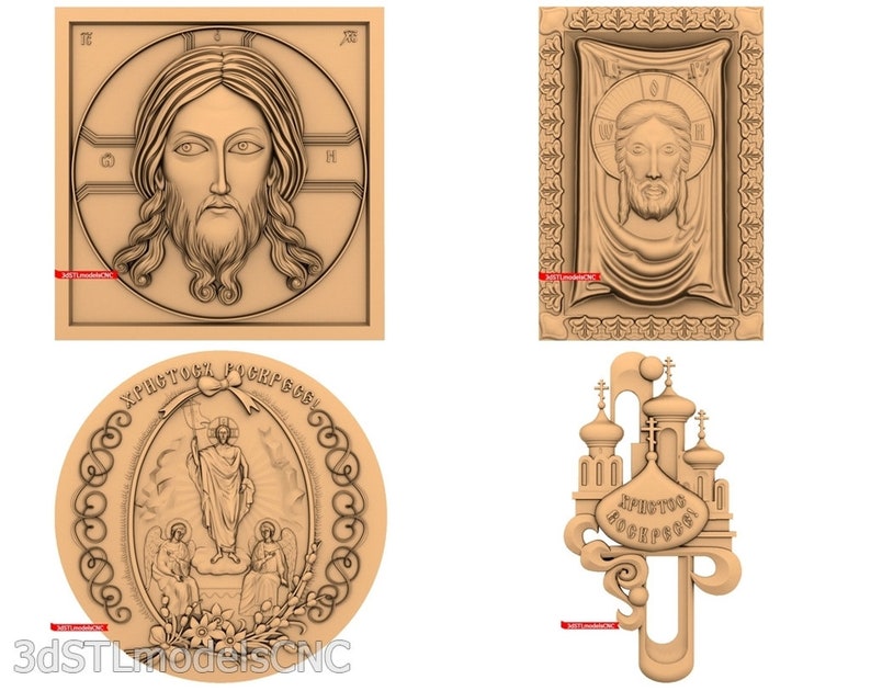 3D STL CNC Models 21pcs Icons collection for CNC Router Carving Machine Printer Relief Artcam Aspire Cut3d