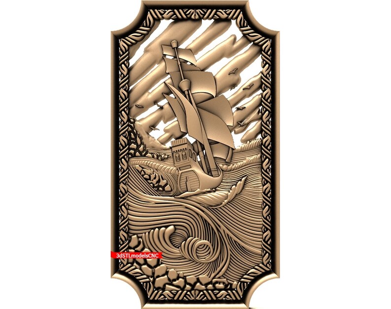 3D STL CNC Model Panel #14 file for CNC Router Carving Machine Printer Relief Artcam Aspire Cut3d