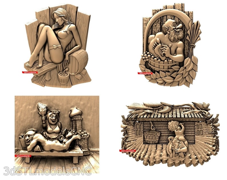 3D STL CNC Models 21pcs Bathhouse collection for CNC Router Carving Machine Printer Relief Artcam Aspire Cut3d