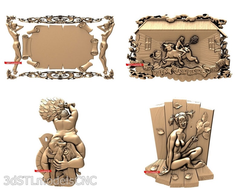 3D STL CNC Models 21pcs Bathhouse collection for CNC Router Carving Machine Printer Relief Artcam Aspire Cut3d