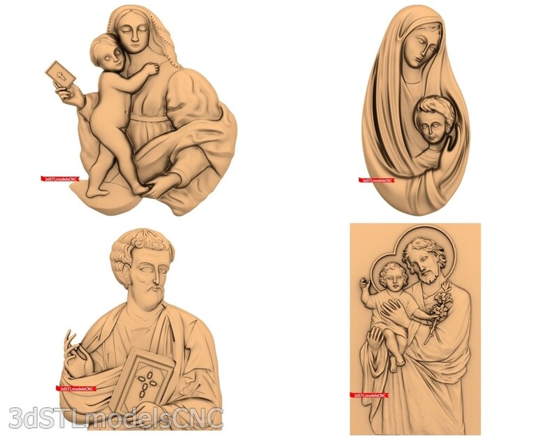 3D STL CNC Models 21pcs Icons collection for CNC Router Carving Machine Printer Relief Artcam Aspire Cut3d