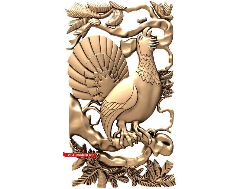 3D STL CNC Model Peacock file for CNC Router Carving Machine Printer Relief Artcam Aspire Cut3d