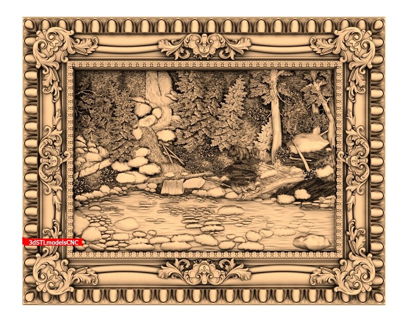 3D STL CNC Model Magnificent forest file for CNC Router Carving Machine Printer Relief Artcam Aspire Cut3d