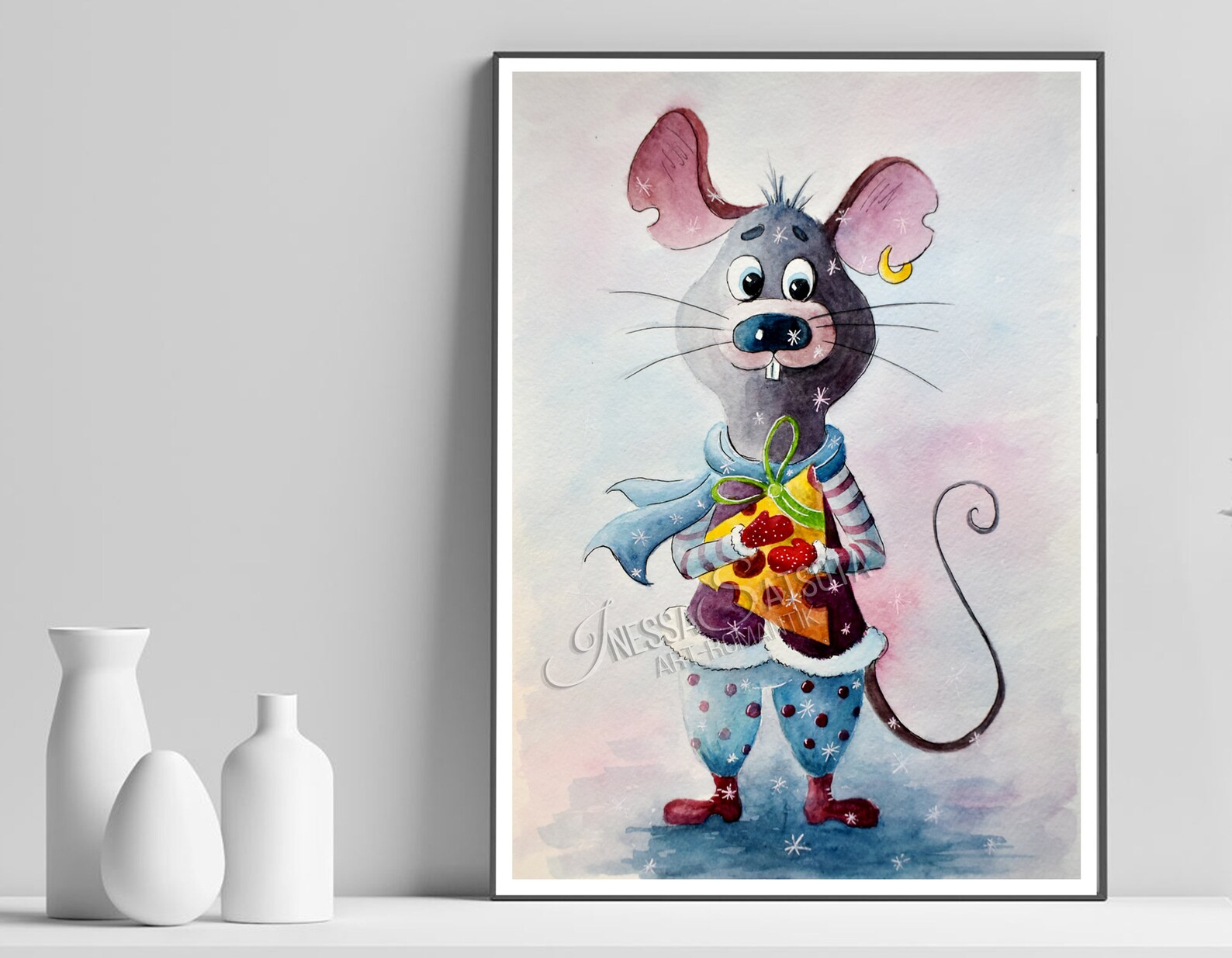Rat Painting Watercolor Animals Wall Art Illustration Rat Etsy