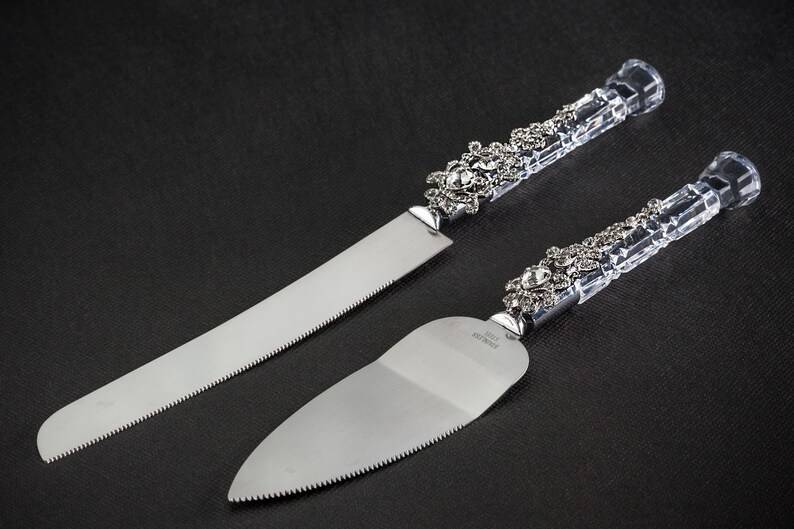 Personalized Wedding Flutes Cake Server and Knife Silver Etsy