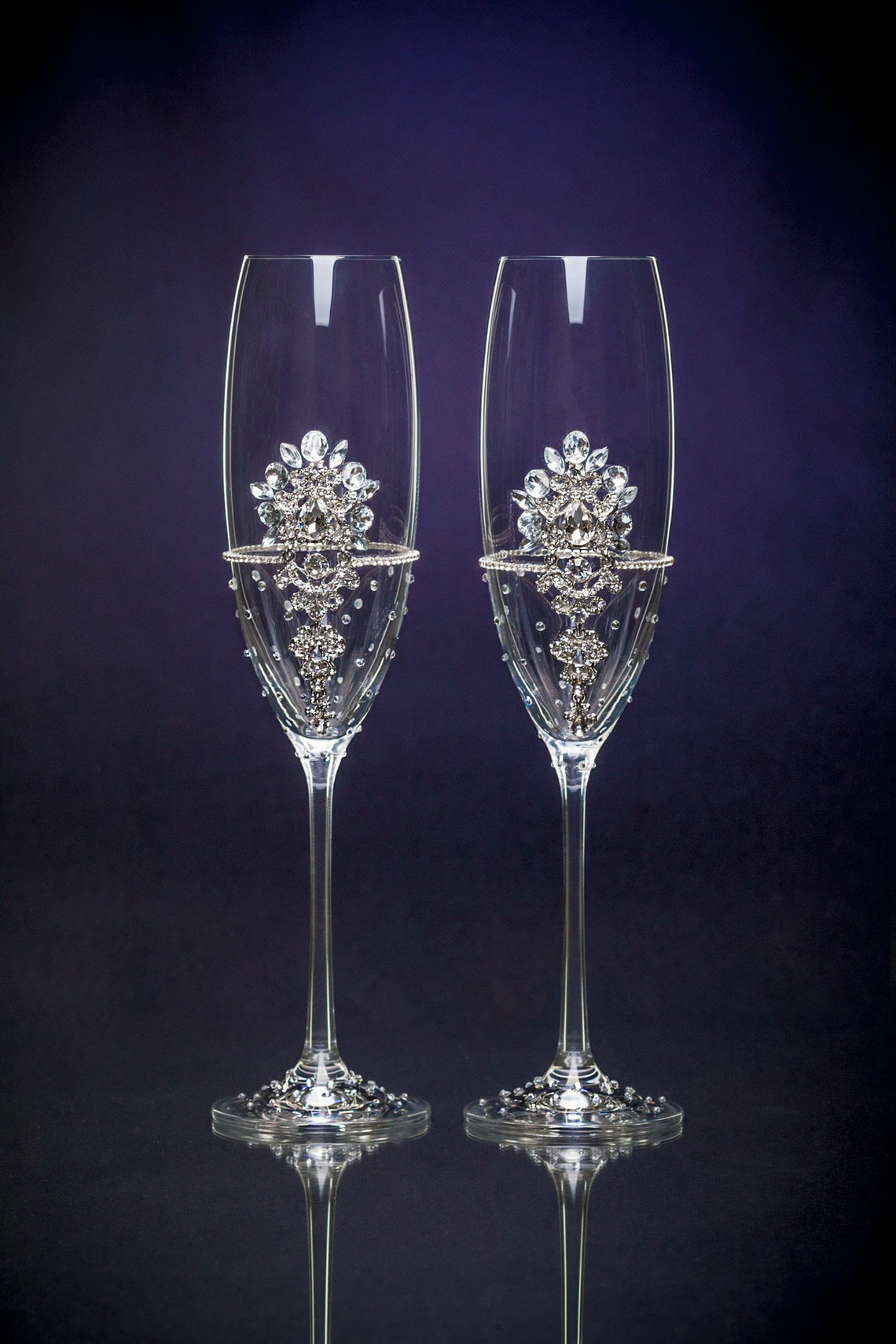 Personalized Wedding Flutes Cake Server and Knife Silver Etsy