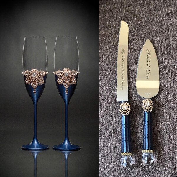 Blue Champagne Flute Etsy